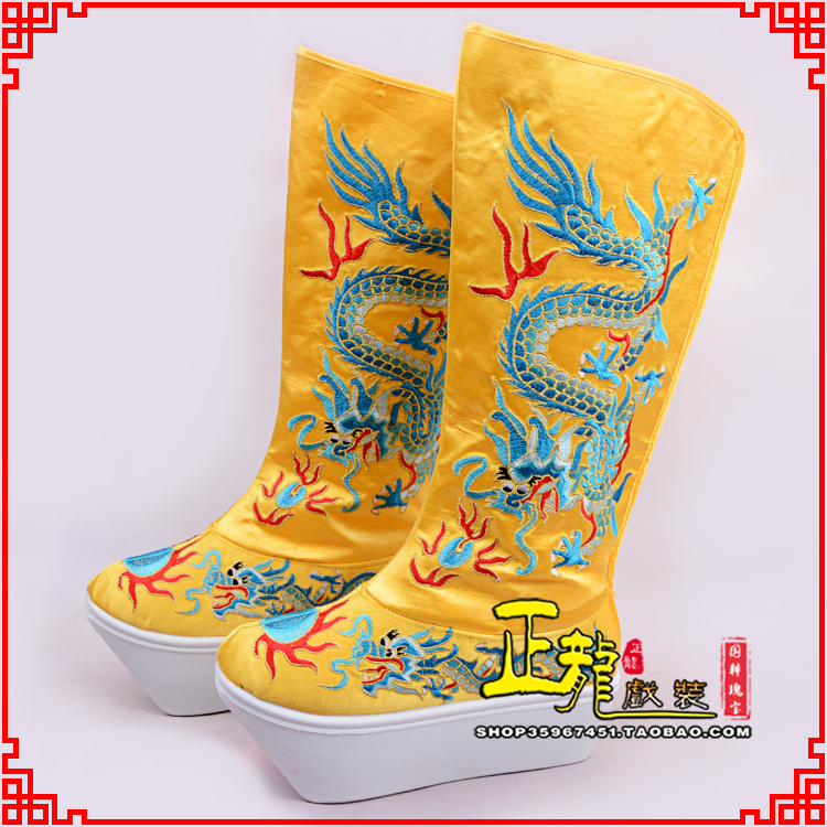 三门皇帝龙靴变脸靴绣龙靴子厚底官靴 好龙高靴