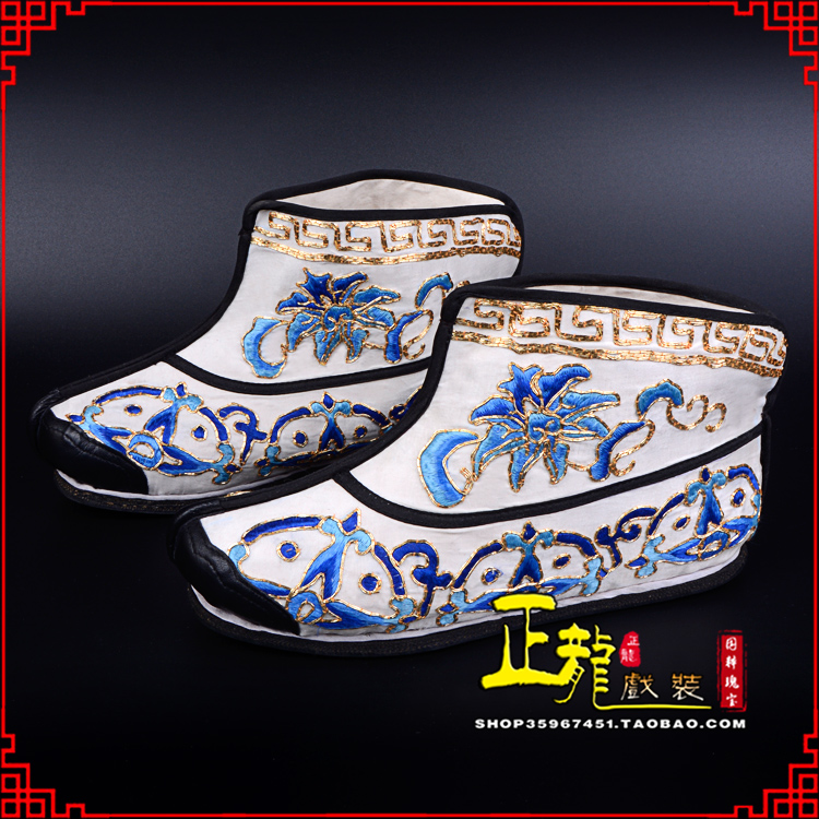 三门三岔口武生薄底 手绣绣花快靴